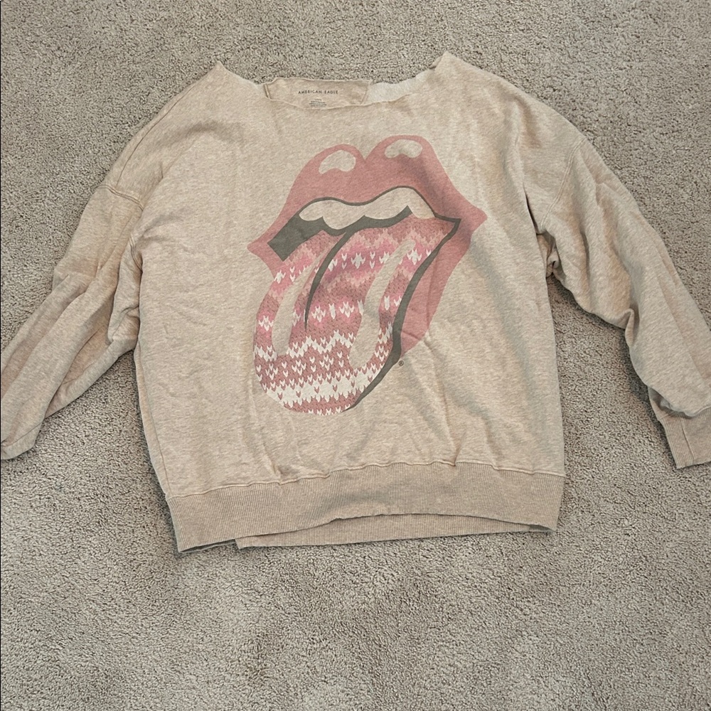 American Eagle Outfitters Beige Graphic Sweater